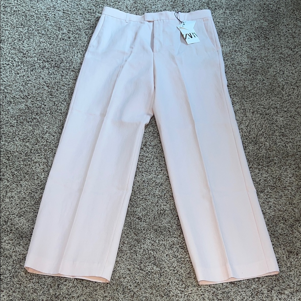 ZARA Light Pink Wide Leg Dress Pants XL NWT